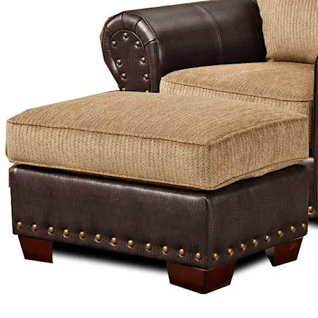 Upholstered Ottoman with Nail Head Trim